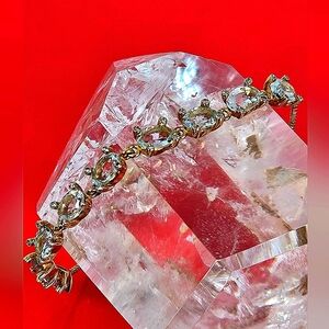 925 Sterling Silver Adjustable Bracelet with Natural Aquamarine